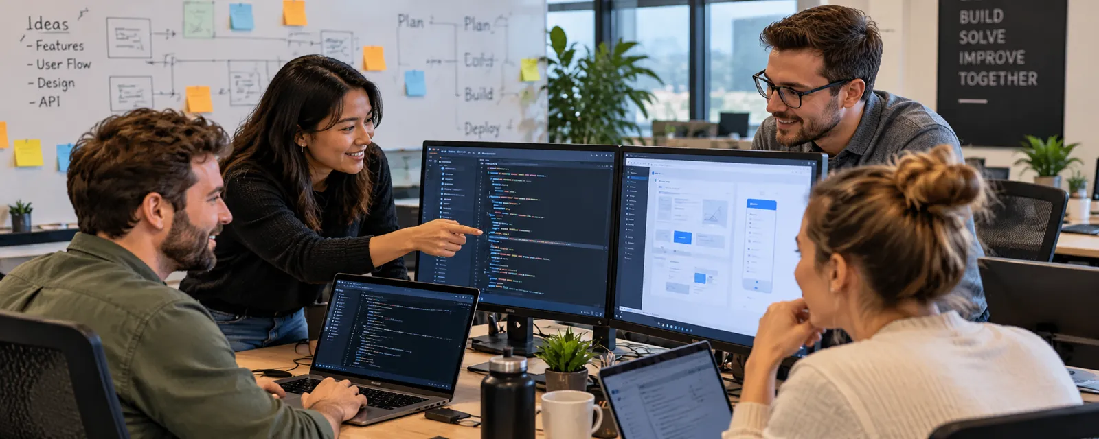 Team collaborating in a software planning session